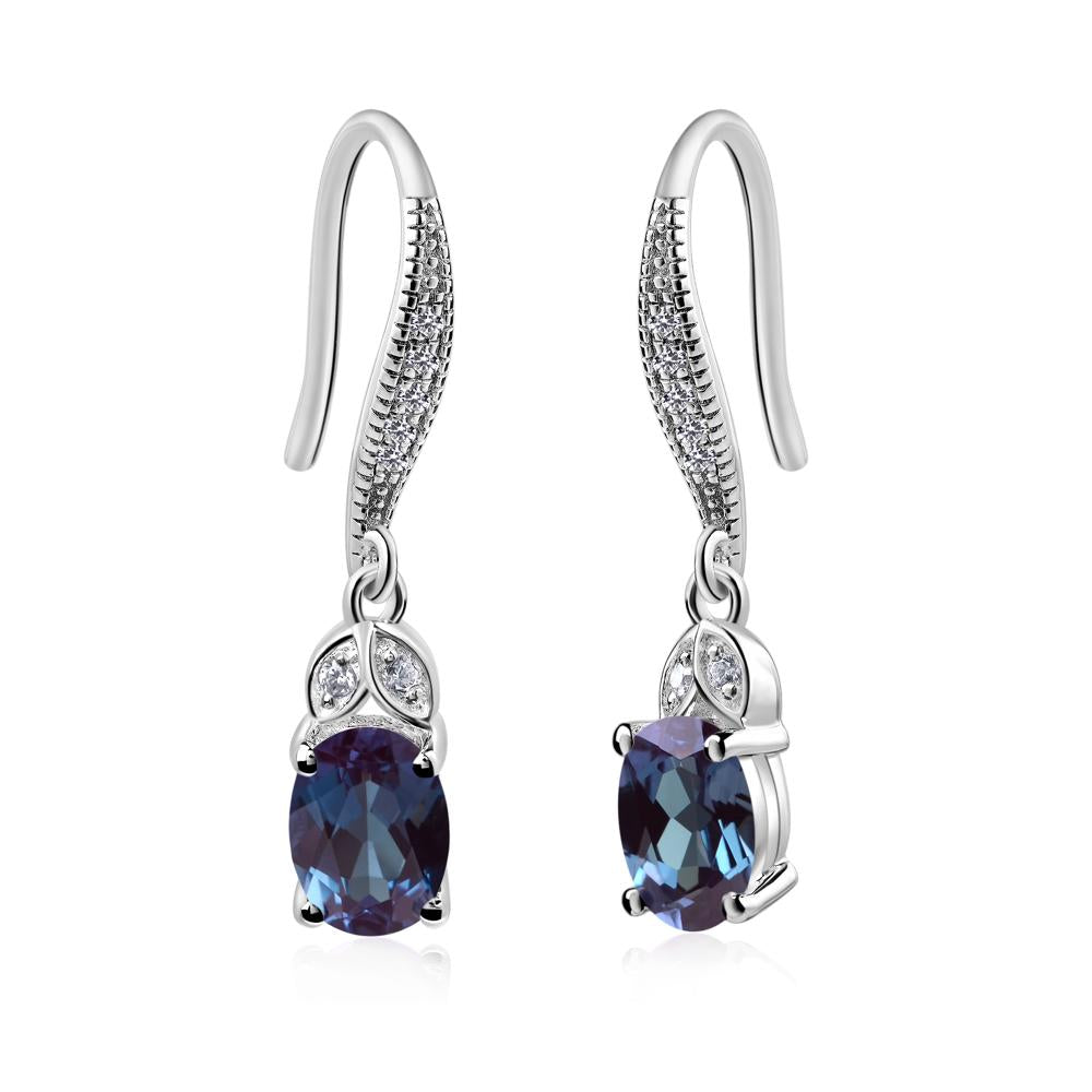 Oval Alexandrite Dangling Earrings - LUO Jewelry #metal_14k white gold