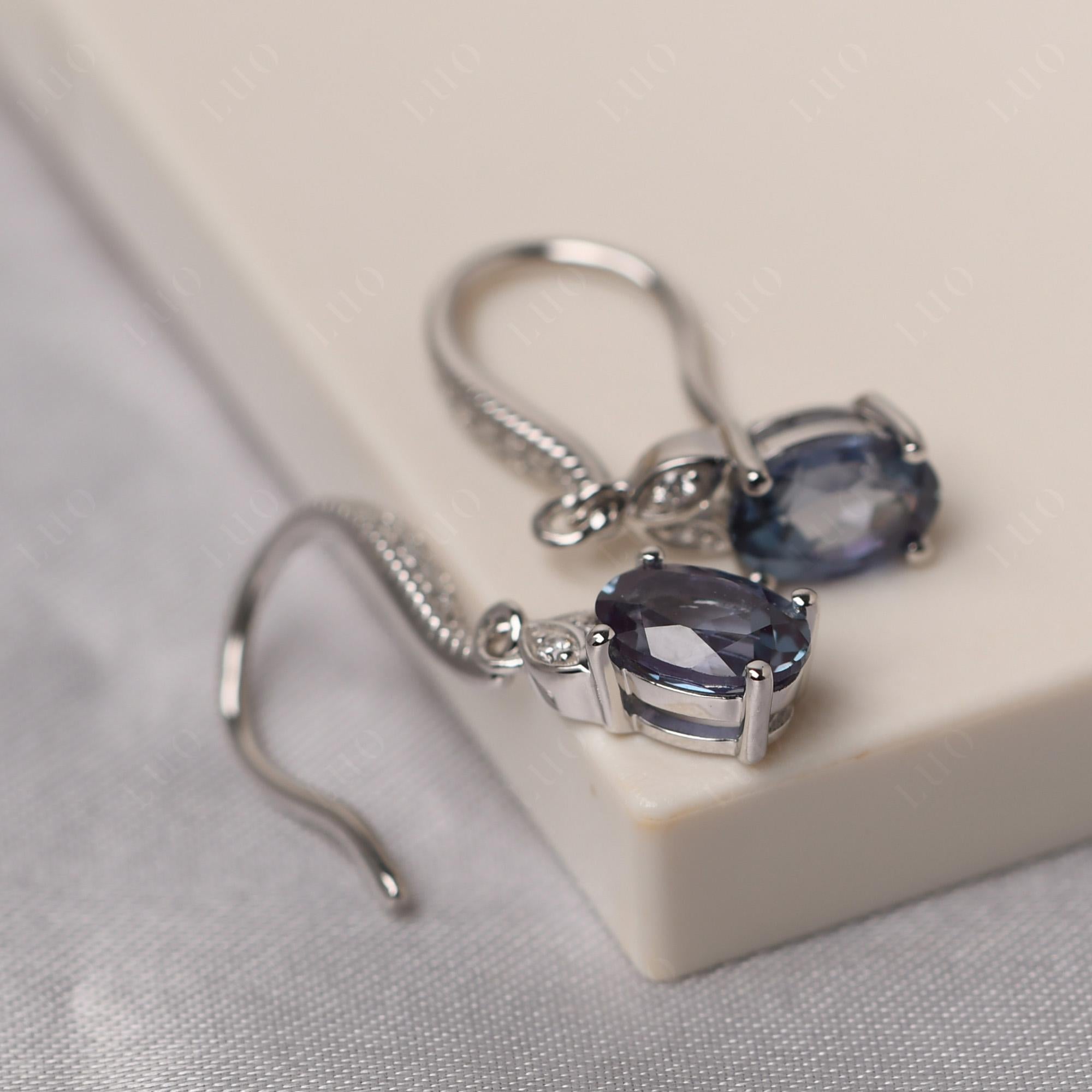 Oval Alexandrite Dangling Earrings - LUO Jewelry 