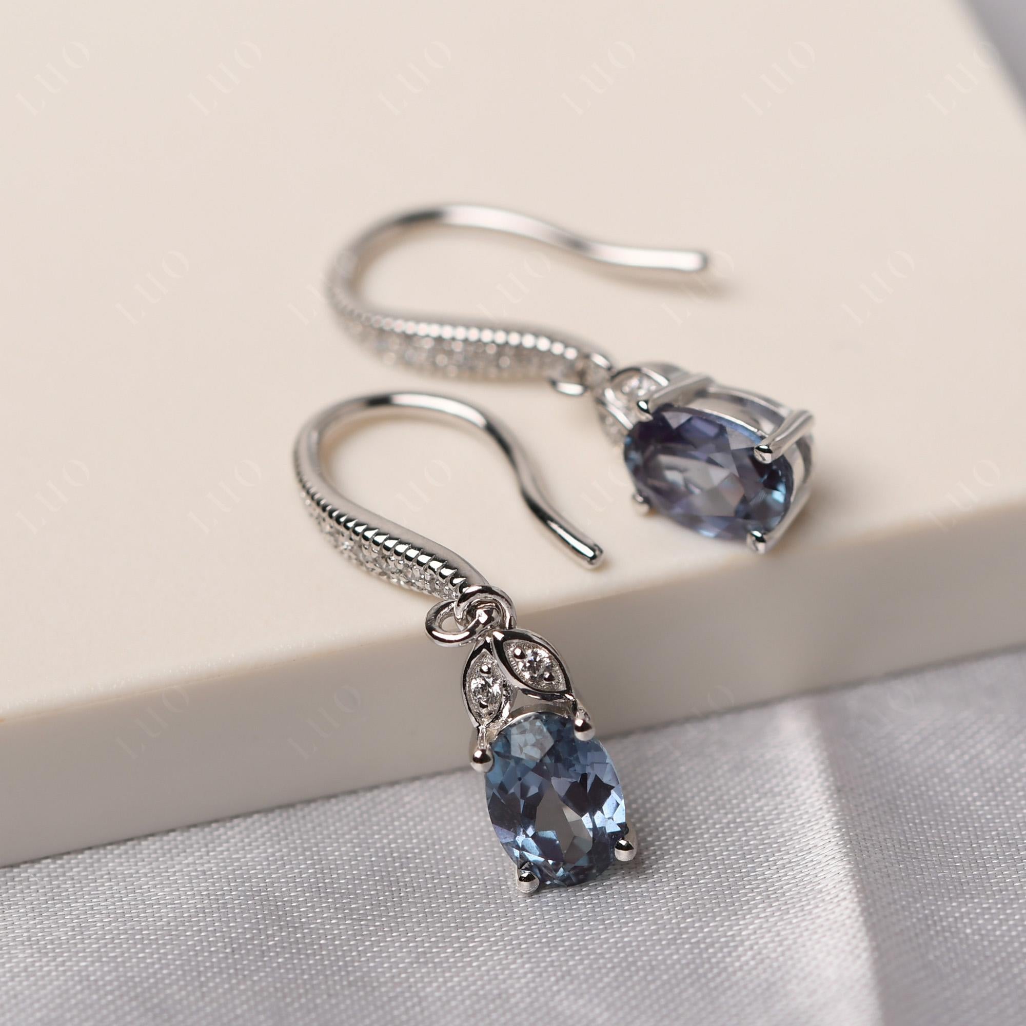 Oval Alexandrite Dangling Earrings - LUO Jewelry 