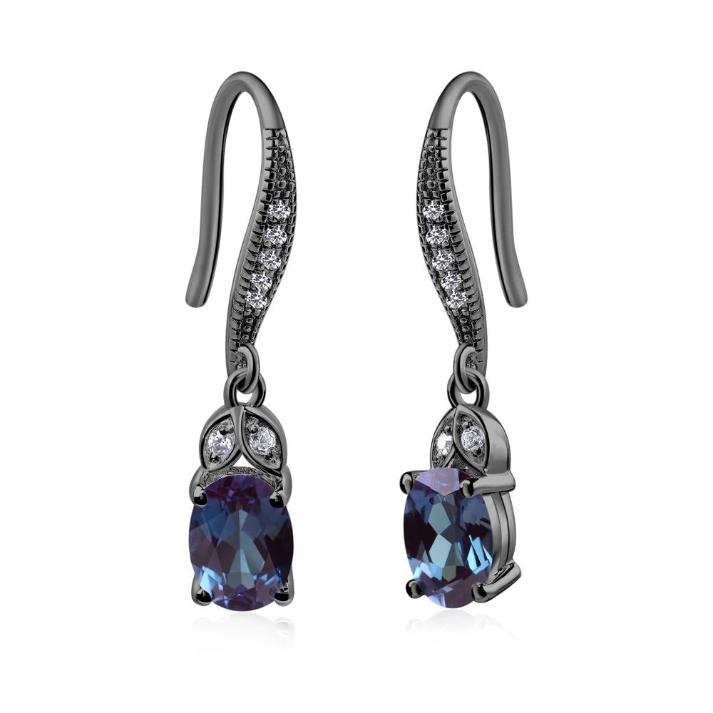 Oval Alexandrite Dangling Earrings - LUO Jewelry #metal_black finish sterling silver