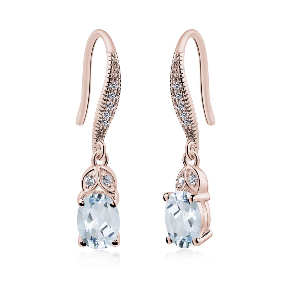 Oval Aquamarine Dangling Earrings - LUO Jewelry #metal_14k rose gold