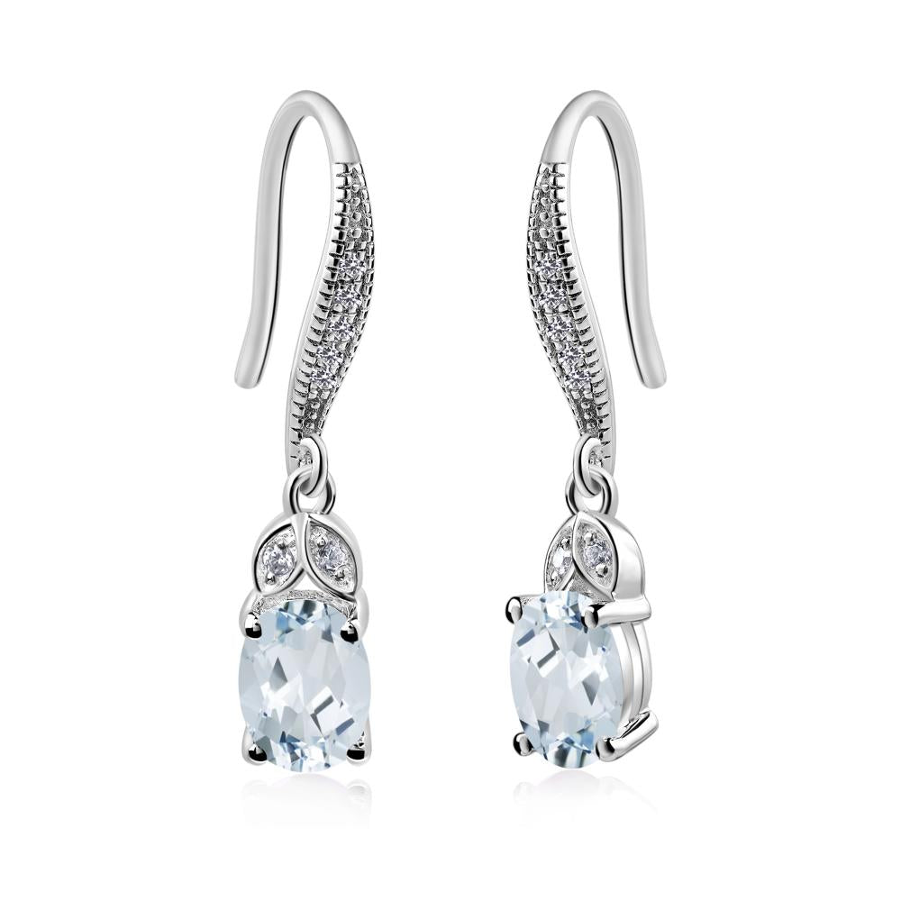 Oval Aquamarine Dangling Earrings - LUO Jewelry #metal_14k white gold