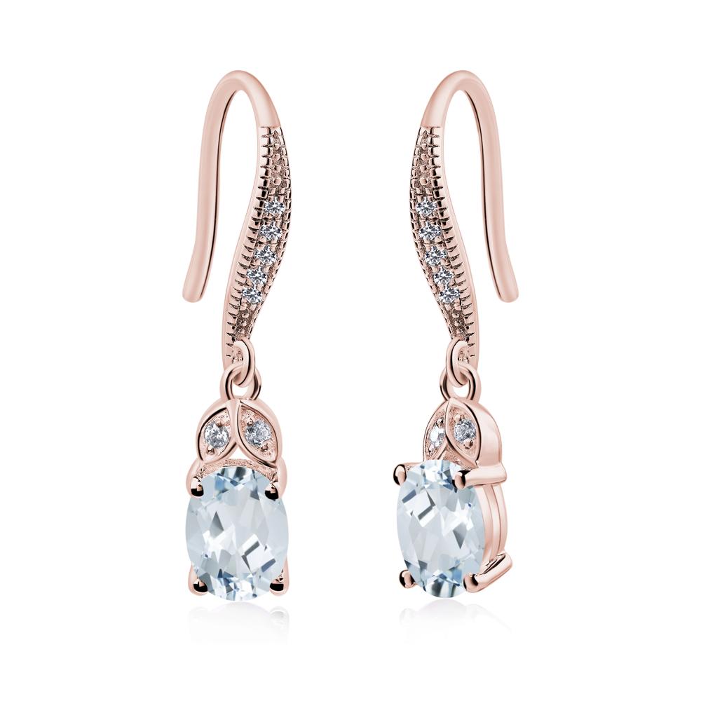 Oval Aquamarine Dangling Earrings - LUO Jewelry #metal_18k rose gold