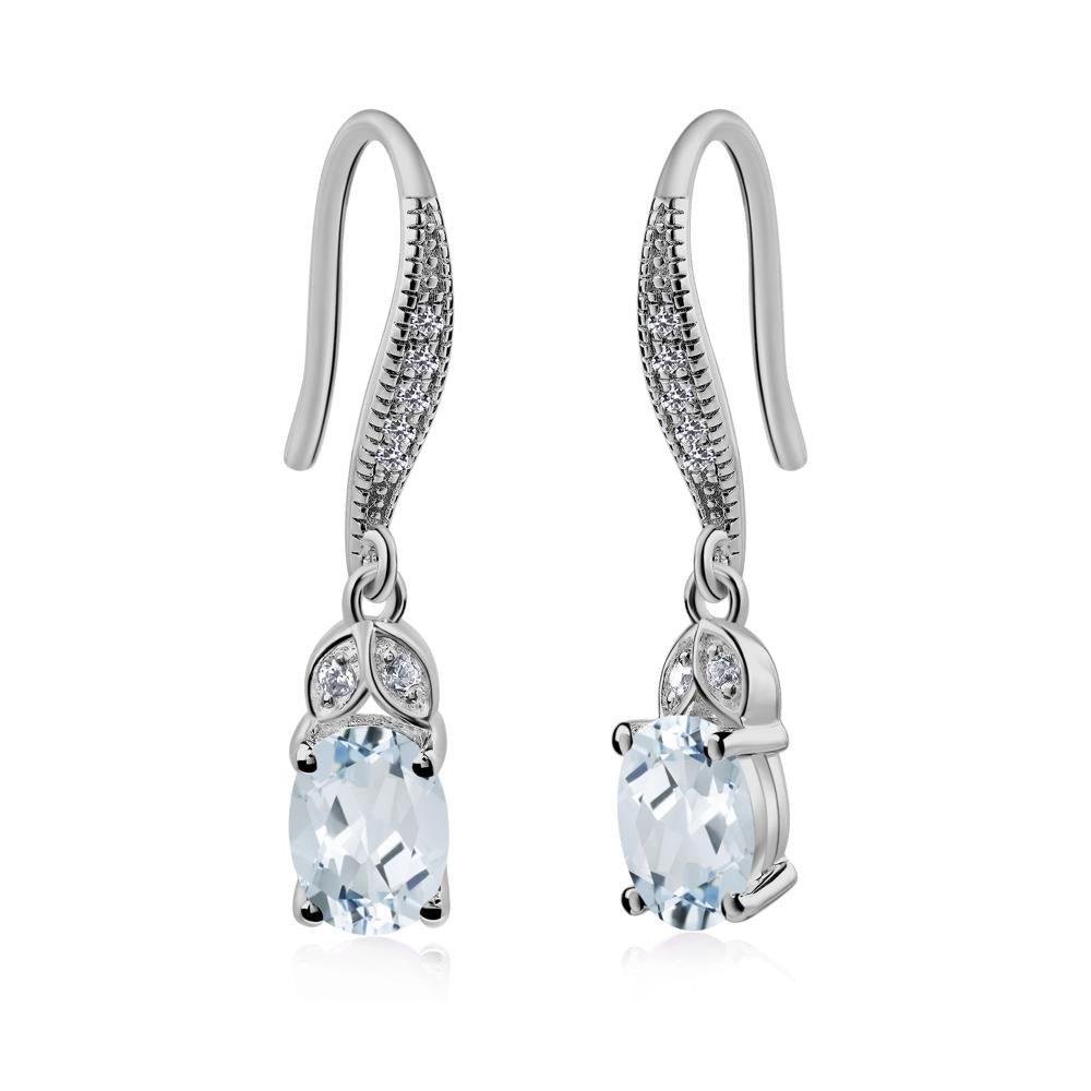 Oval Aquamarine Dangling Earrings - LUO Jewelry #metal_platinum