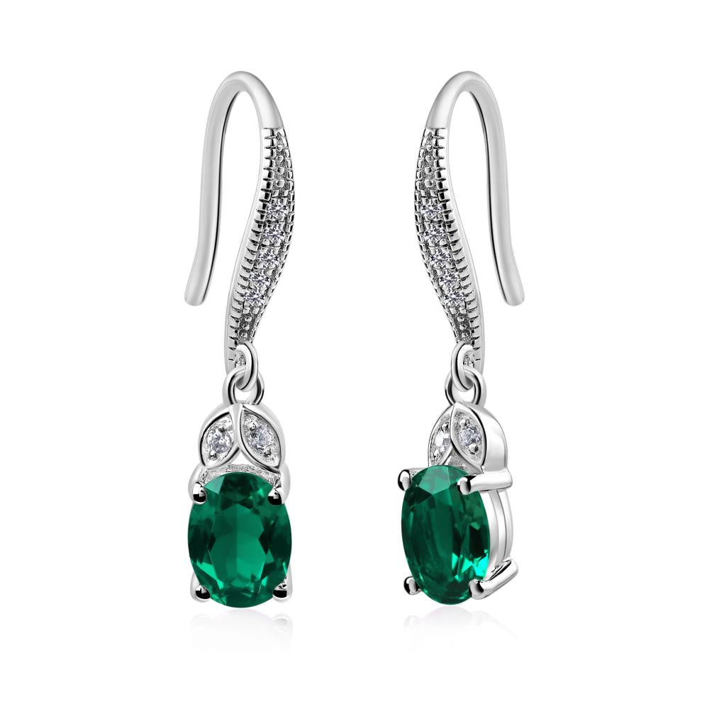 Oval Emerald Dangling Earrings - LUO Jewelry #metal_sterling silver