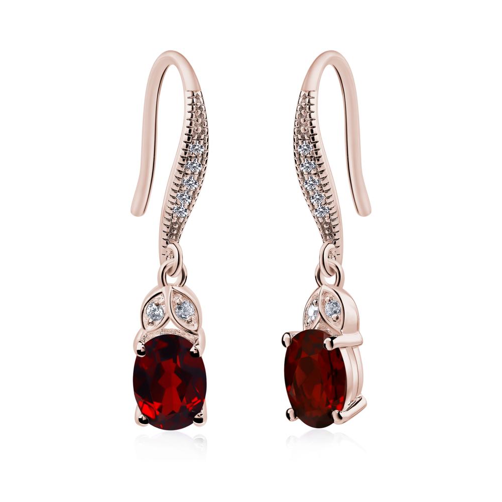 Oval Garnet Dangling Earrings - LUO Jewelry #metal_14k rose gold