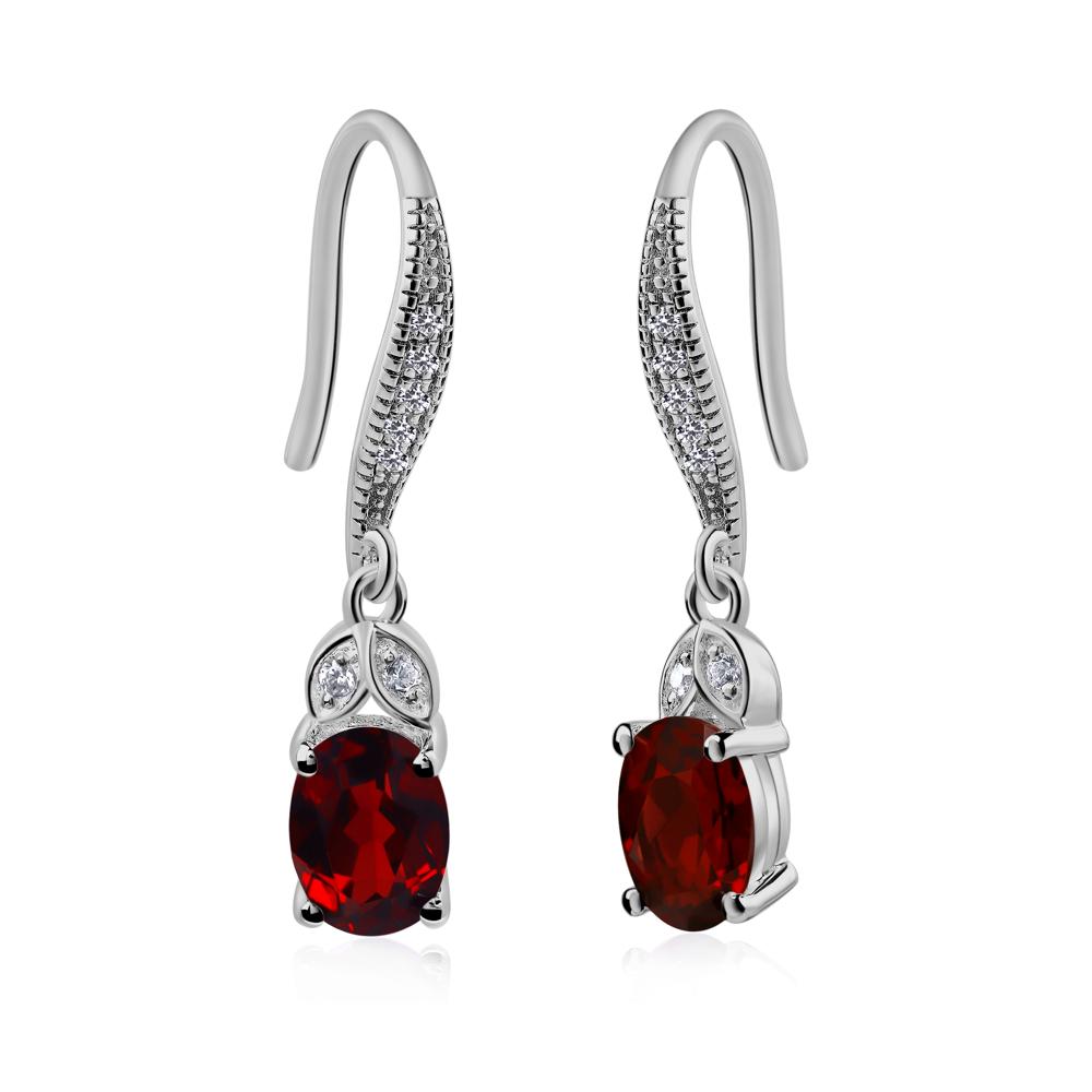 Oval Garnet Dangling Earrings - LUO Jewelry #metal_platinum