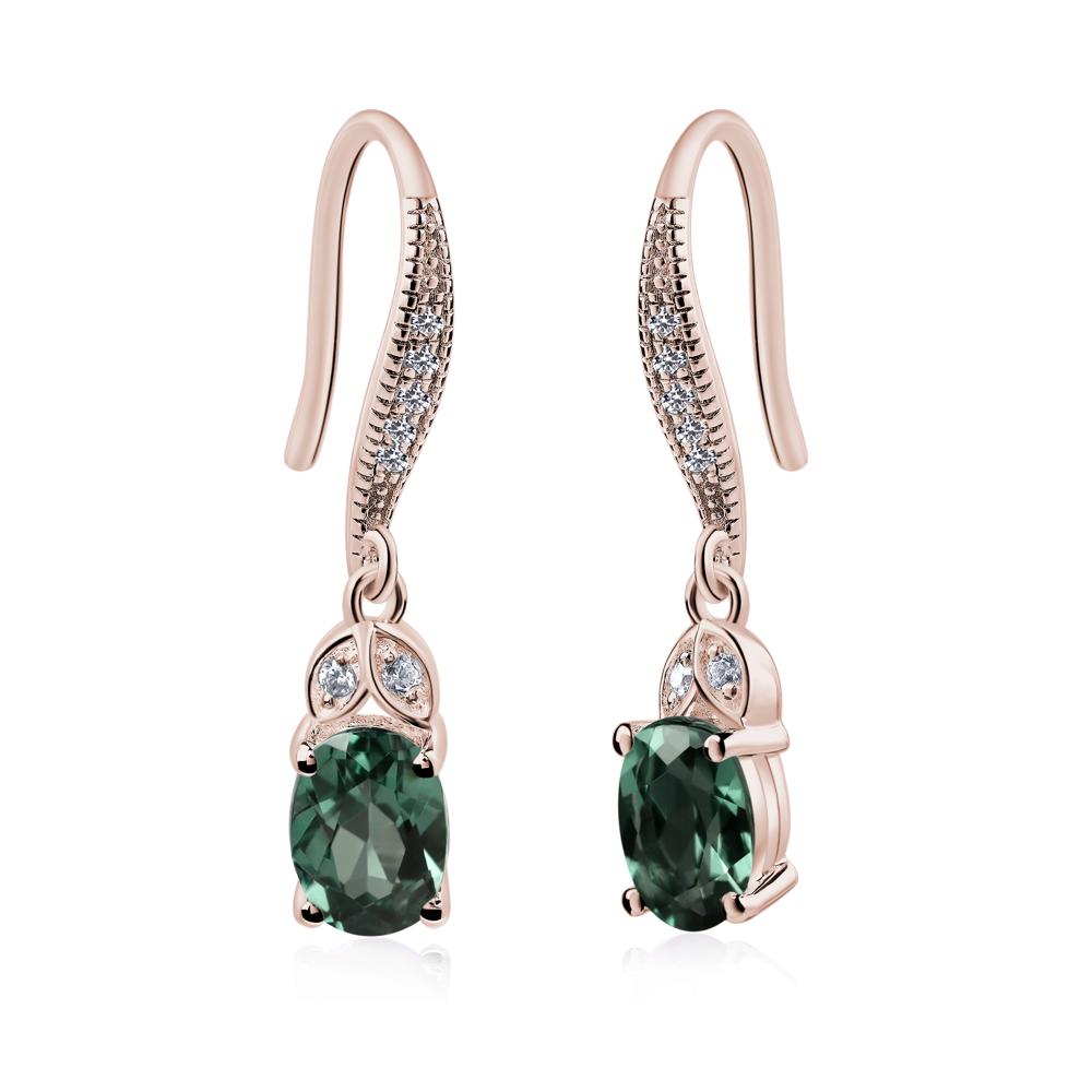 Oval Green Sapphire Dangling Earrings - LUO Jewelry #metal_14k rose gold