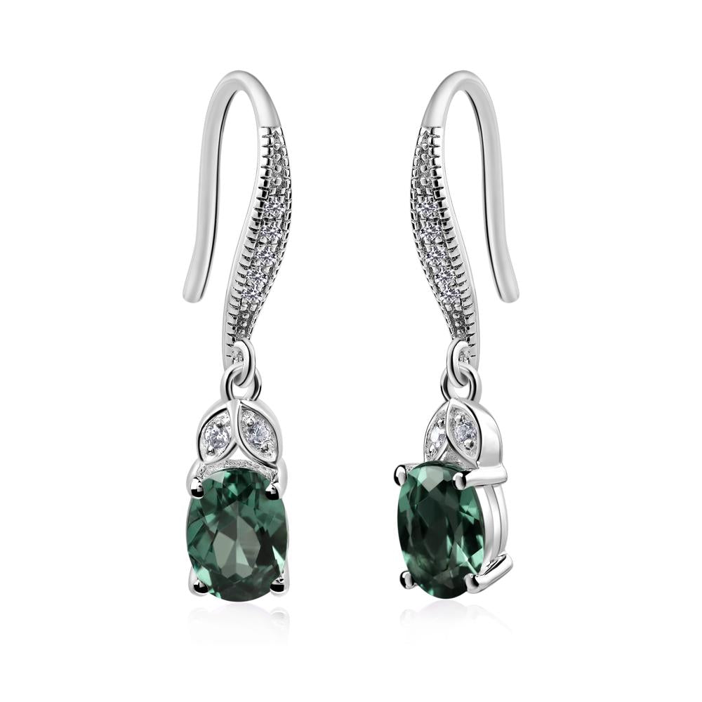 Oval Green Sapphire Dangling Earrings - LUO Jewelry #metal_14k white gold