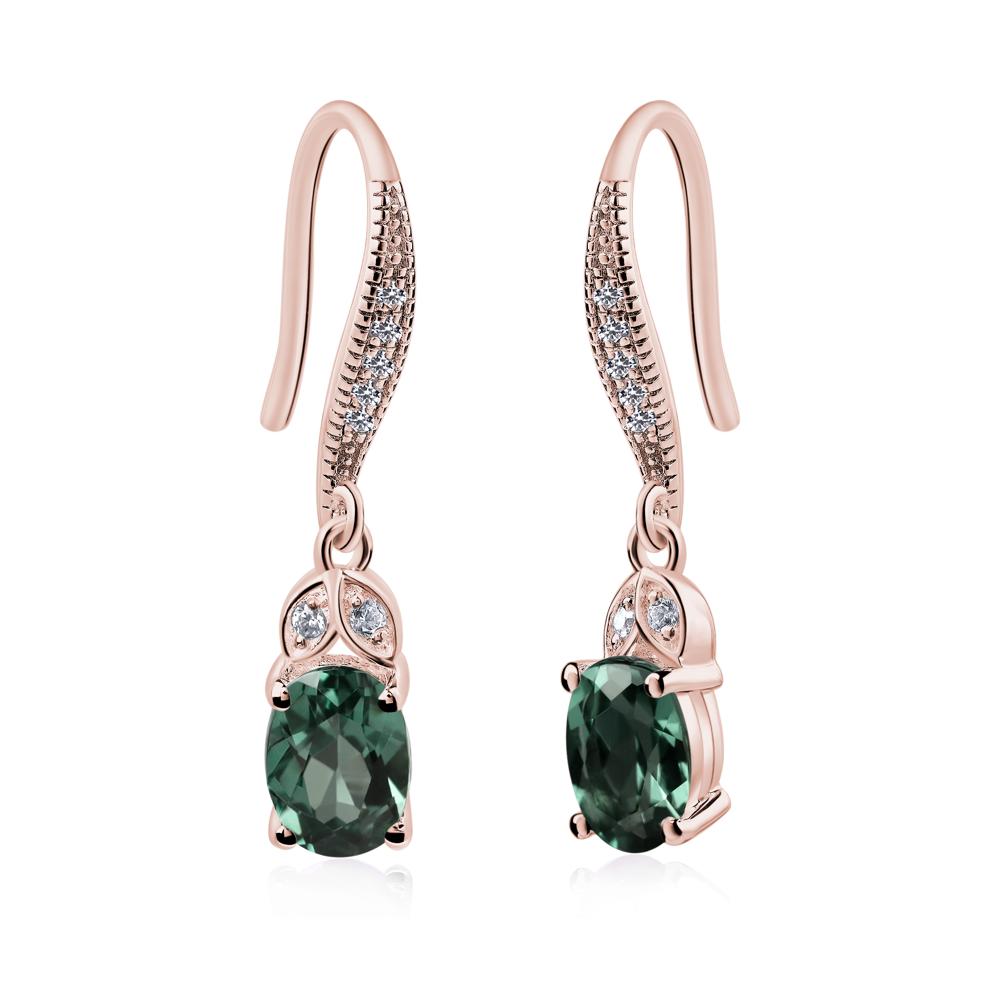 Oval Green Sapphire Dangling Earrings - LUO Jewelry #metal_18k rose gold