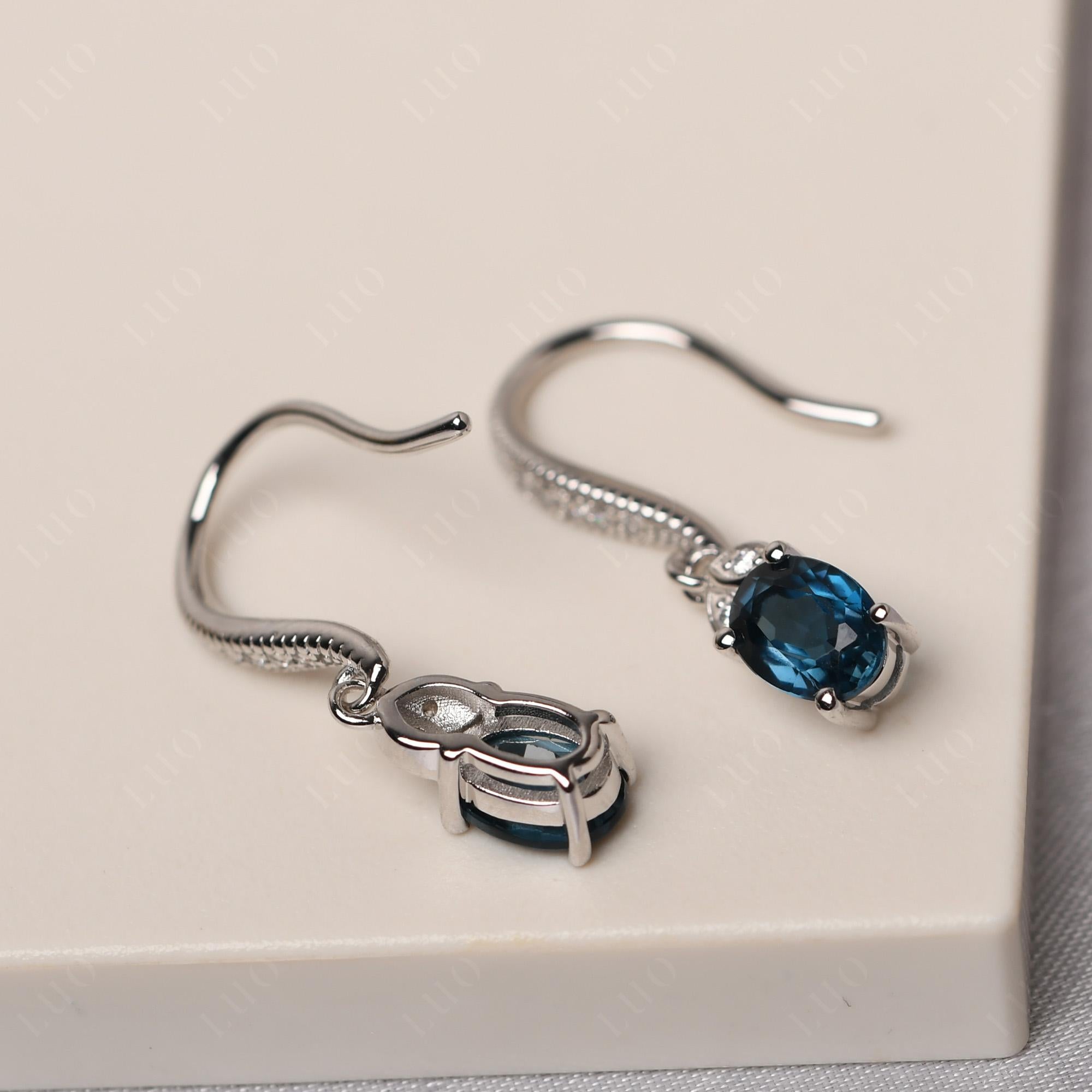 Oval London Blue Topaz Dangling Earrings - LUO Jewelry 