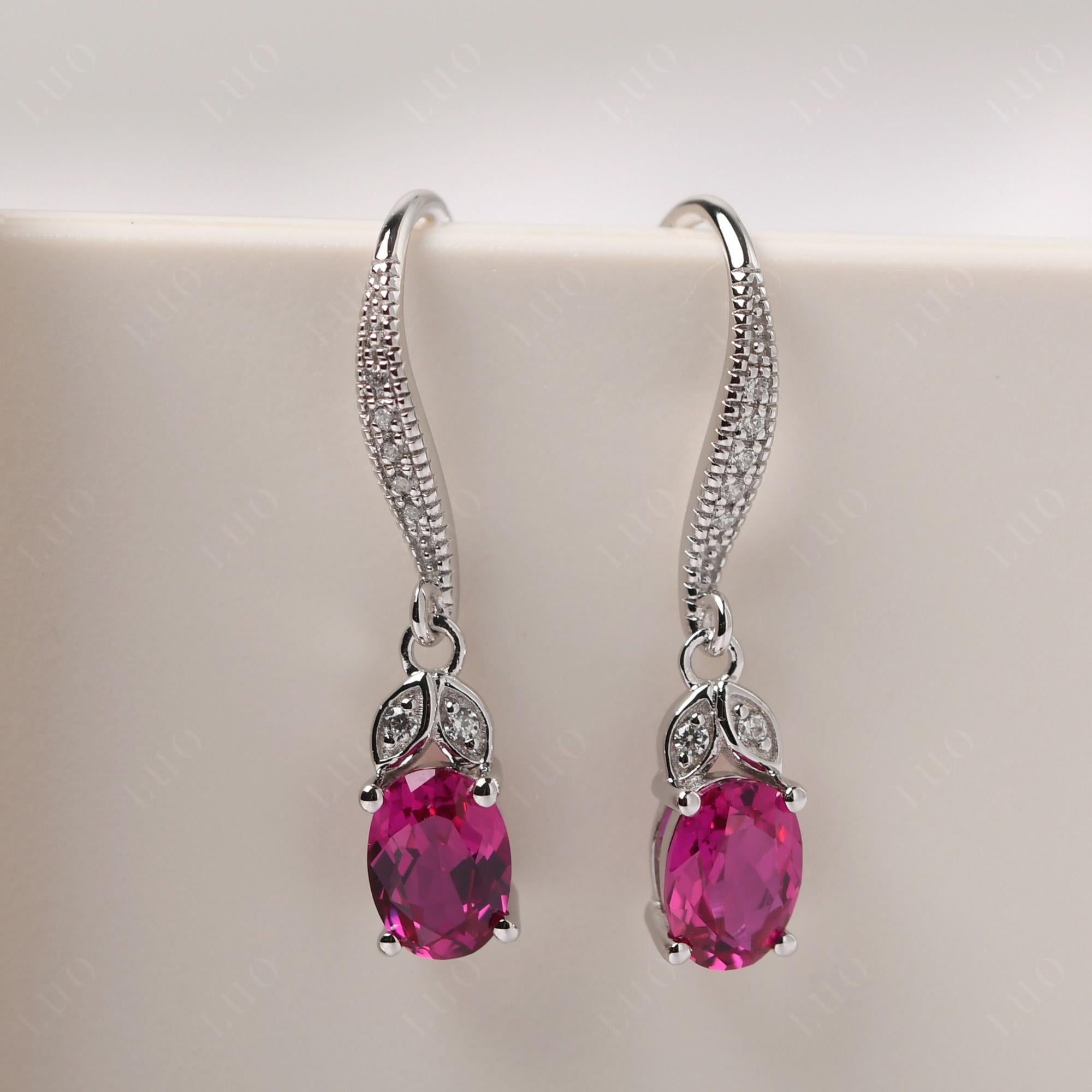 Oval Ruby Dangling Earrings - LUO Jewelry 