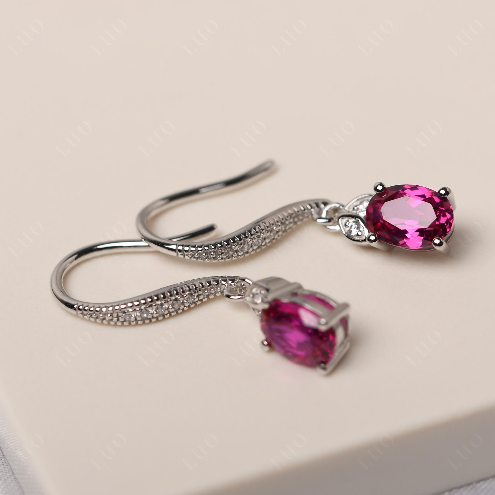 Oval Ruby Dangling Earrings - LUO Jewelry 