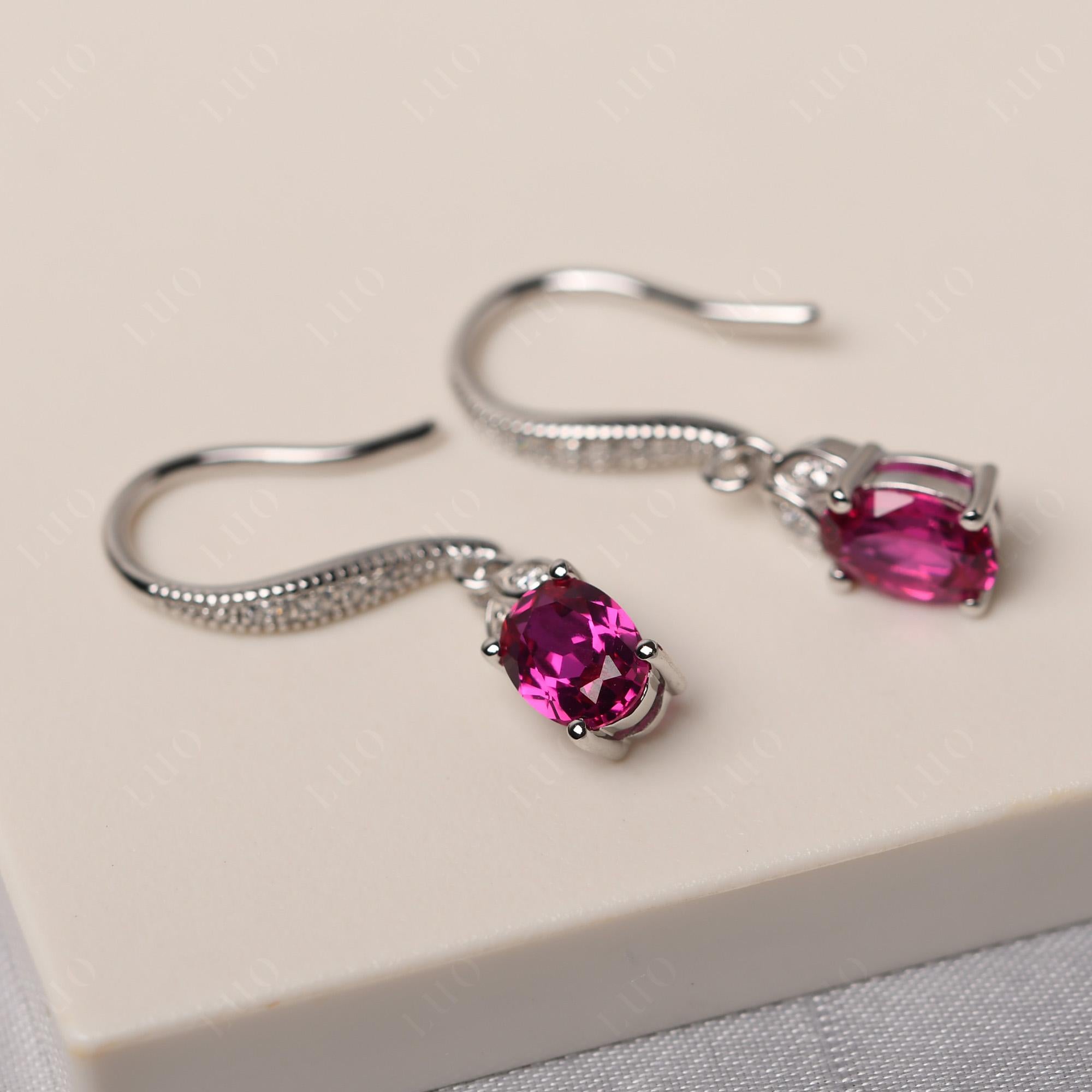 Oval Ruby Dangling Earrings - LUO Jewelry 