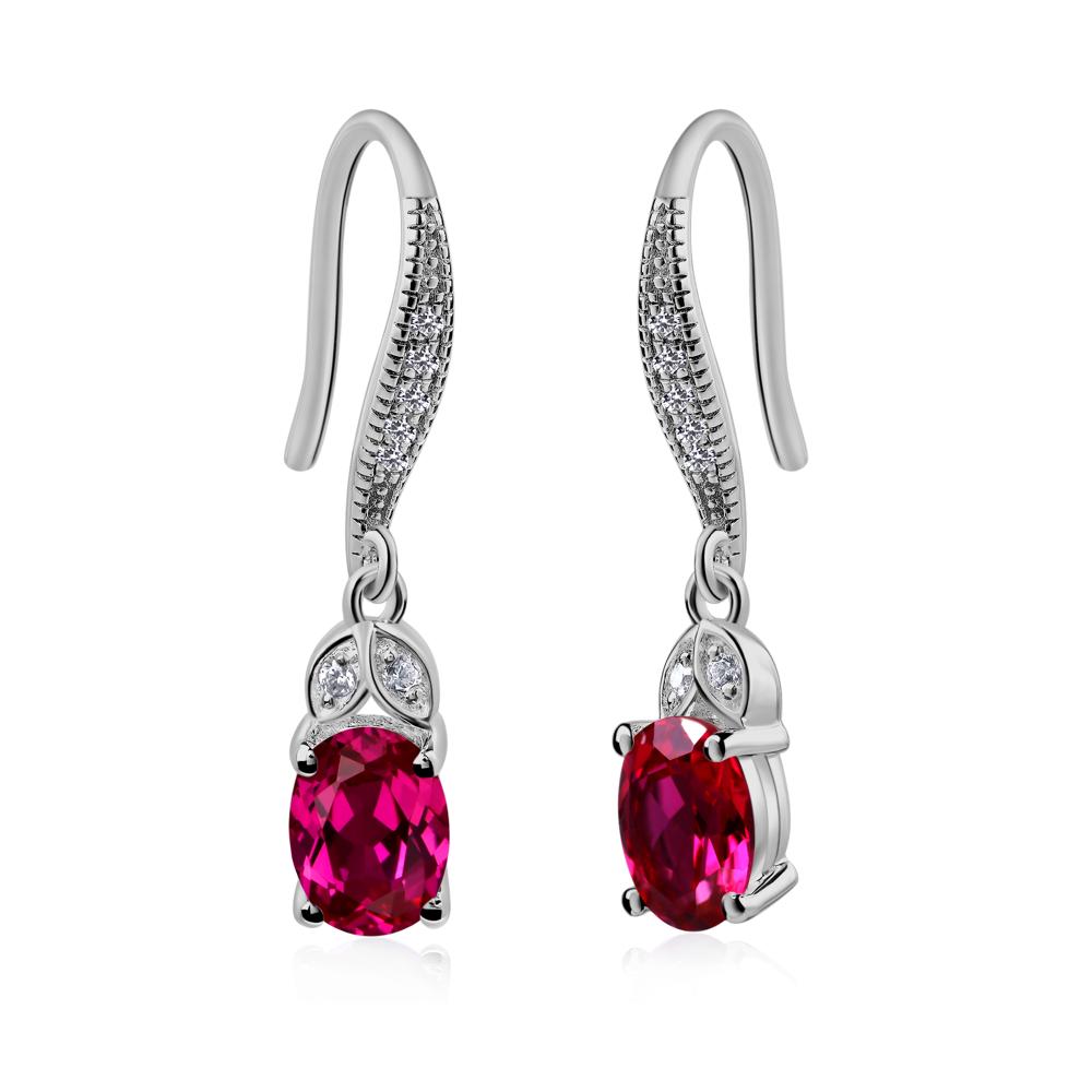 Oval Ruby Dangling Earrings - LUO Jewelry #metal_platinum