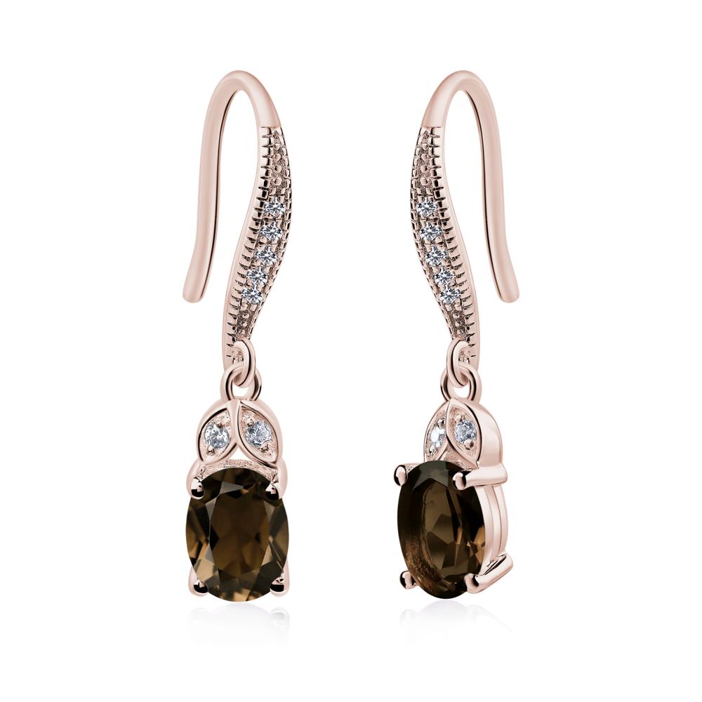 Oval Smoky Quartz Dangling Earrings - LUO Jewelry #metal_14k rose gold