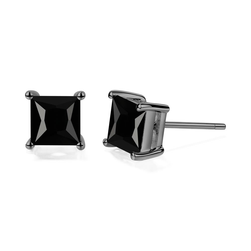 Princess Cut Black Spinel Earrings - LUO Jewelry #metal_black finish sterling silver