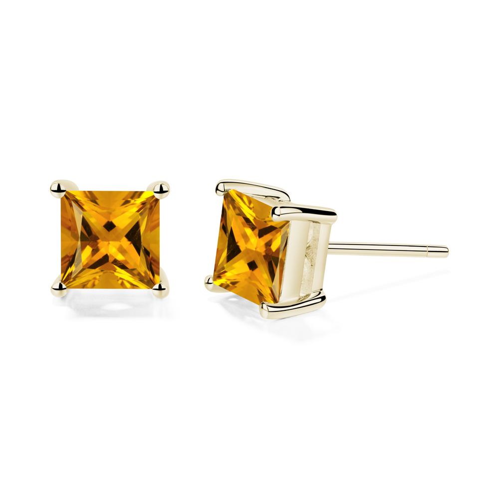 Princess Cut Citrine Earrings - LUO Jewelry #metal_14k yellow gold