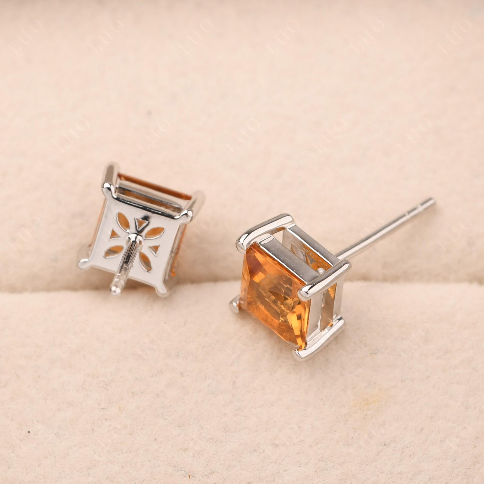 Princess Cut Citrine Earrings - LUO Jewelry 