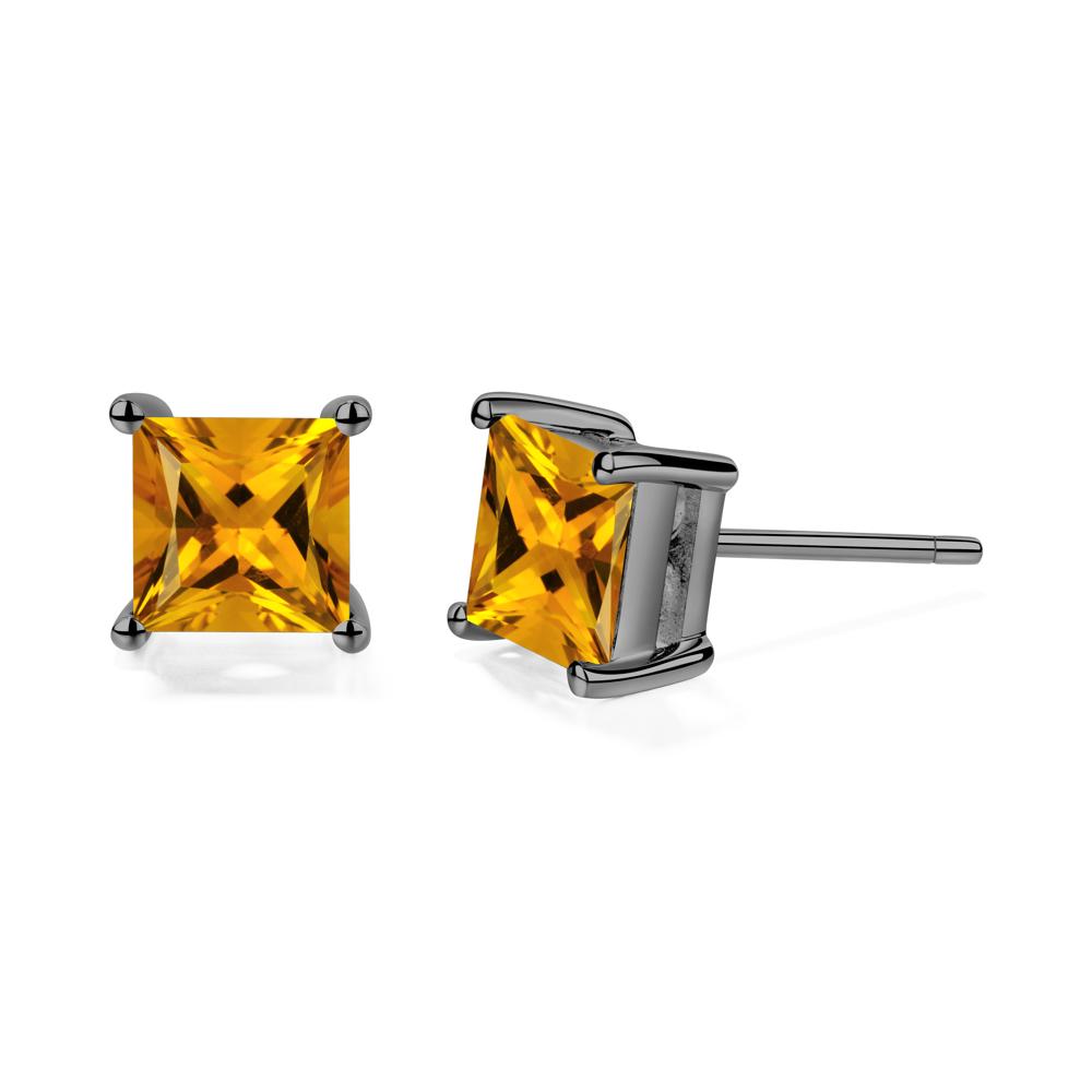 Princess Cut Citrine Earrings - LUO Jewelry #metal_black finish sterling silver