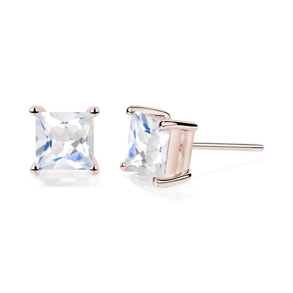 Princess Cut Moonstone Earrings - LUO Jewelry #metal_14k rose gold