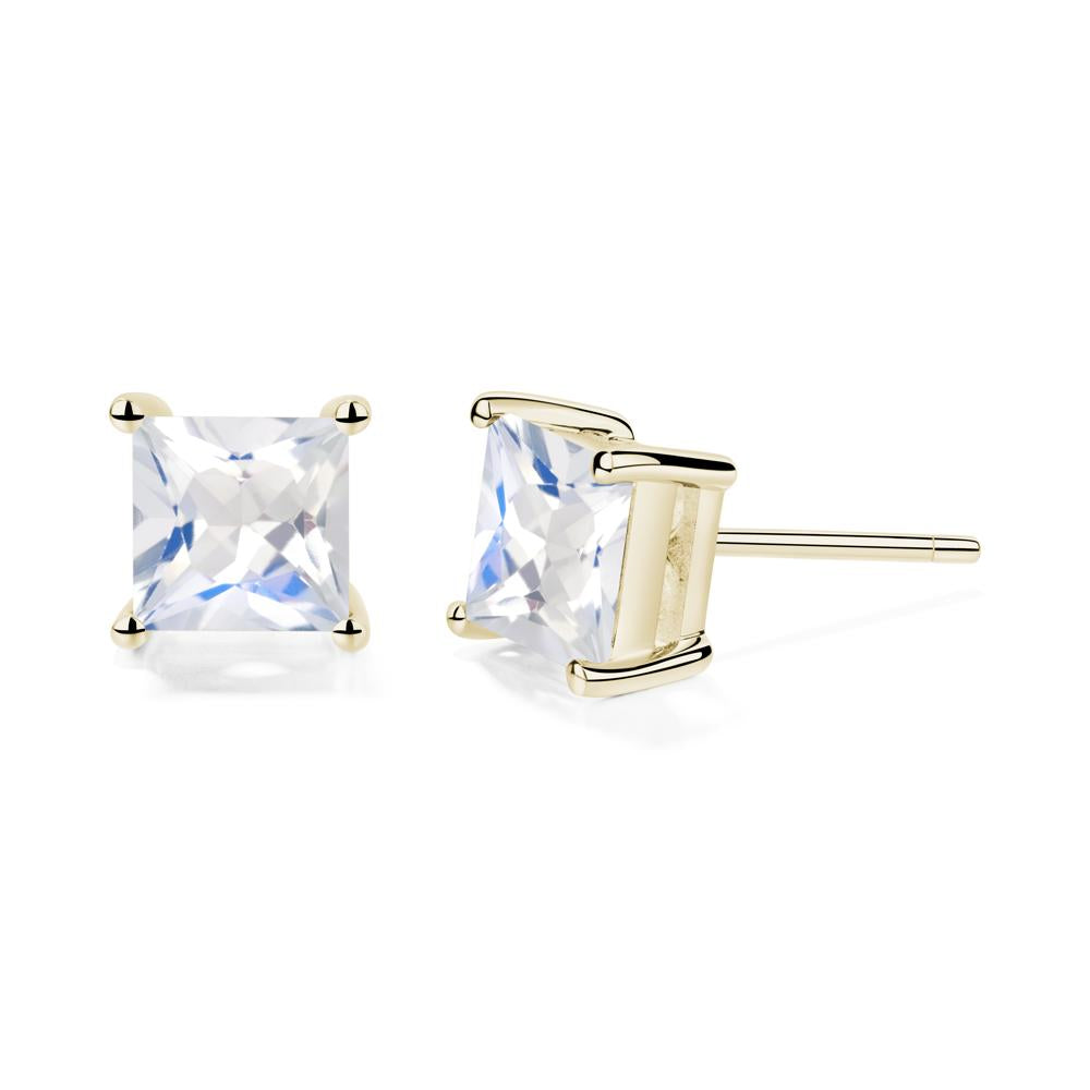 Princess Cut Moonstone Earrings - LUO Jewelry #metal_14k yellow gold