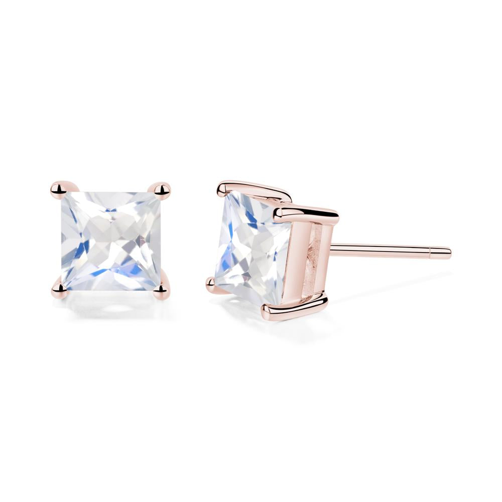 Princess Cut Moonstone Earrings - LUO Jewelry #metal_18k rose gold