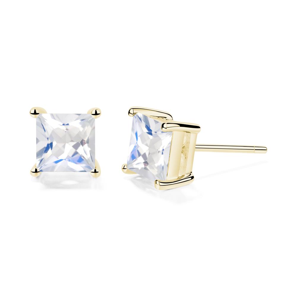 Princess Cut Moonstone Earrings - LUO Jewelry #metal_18k yellow gold