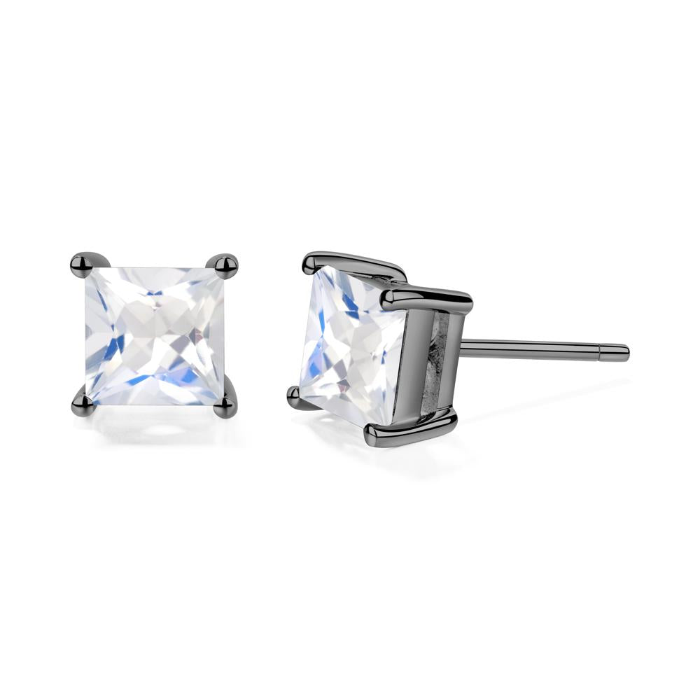 Princess Cut Moonstone Earrings - LUO Jewelry #metal_black finish sterling silver