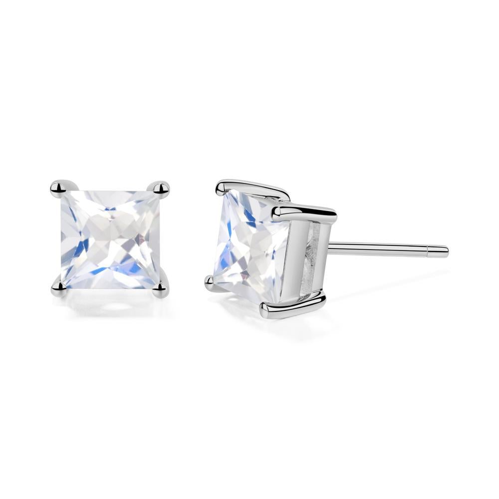 Princess Cut Moonstone Earrings - LUO Jewelry #metal_platinum