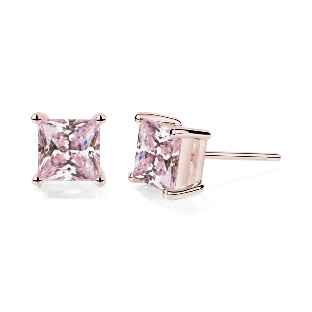 Princess Cut Pink Cubic Zirconia Earrings - LUO Jewelry #metal_14k rose gold