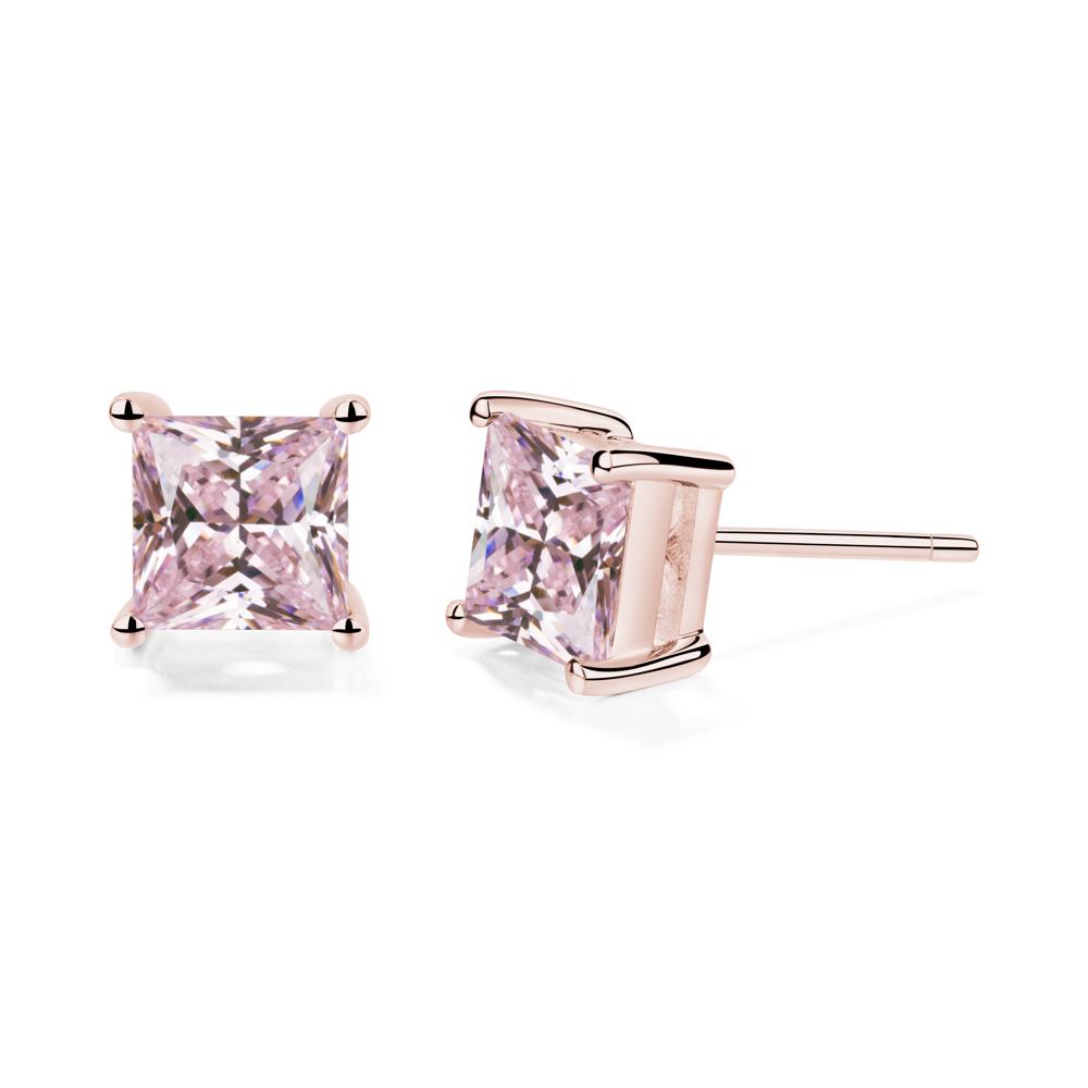 Princess Cut Pink Cubic Zirconia Earrings - LUO Jewelry #metal_18k rose gold