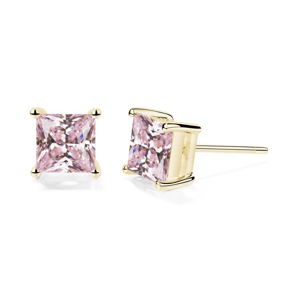 Princess Cut Pink Cubic Zirconia Earrings - LUO Jewelry #metal_18k yellow gold