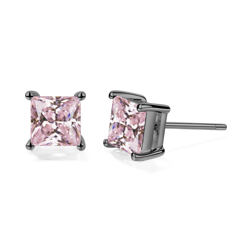 Princess Cut Pink Cubic Zirconia Earrings - LUO Jewelry #metal_black finish sterling silver