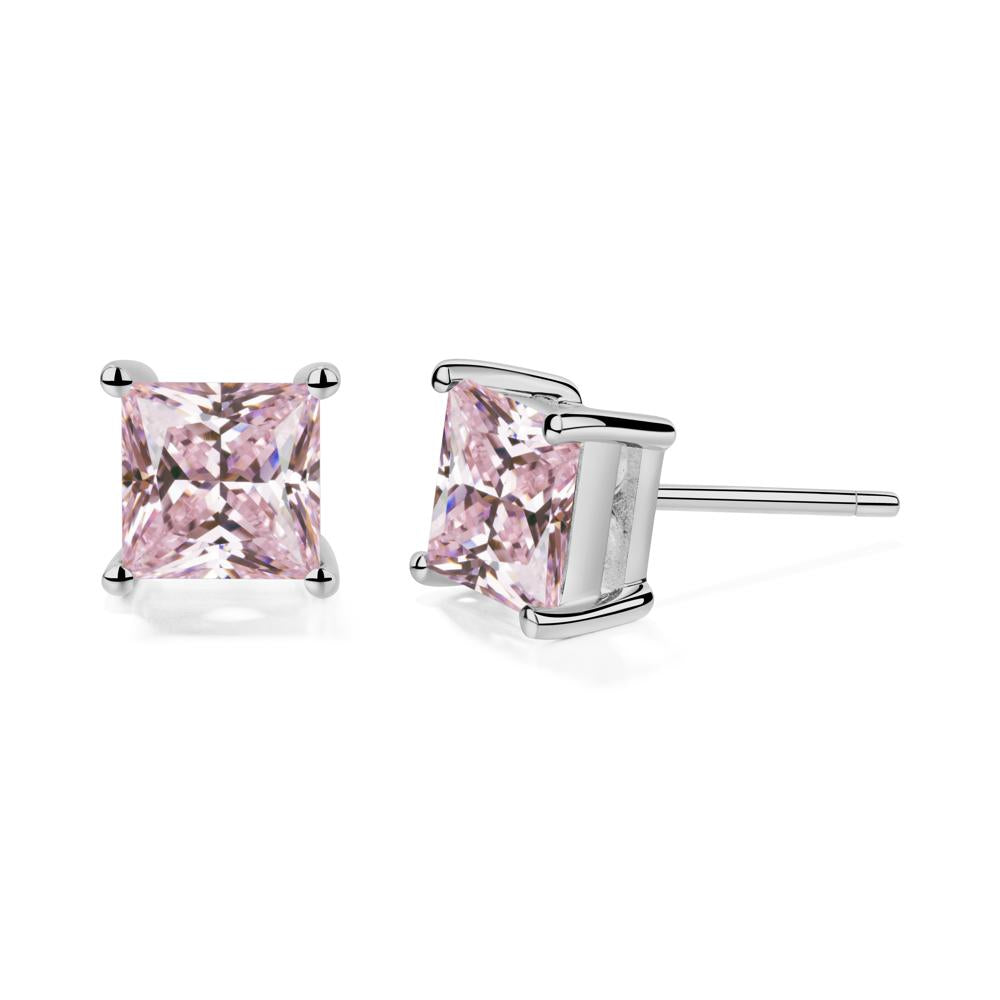 Princess Cut Pink Cubic Zirconia Earrings - LUO Jewelry #metal_platinum