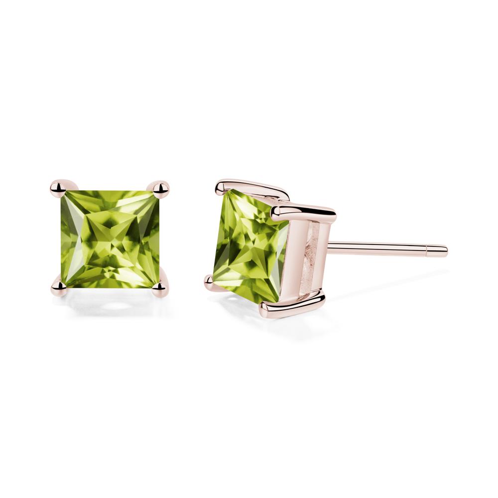 Princess Cut Peridot Earrings - LUO Jewelry #metal_14k rose gold