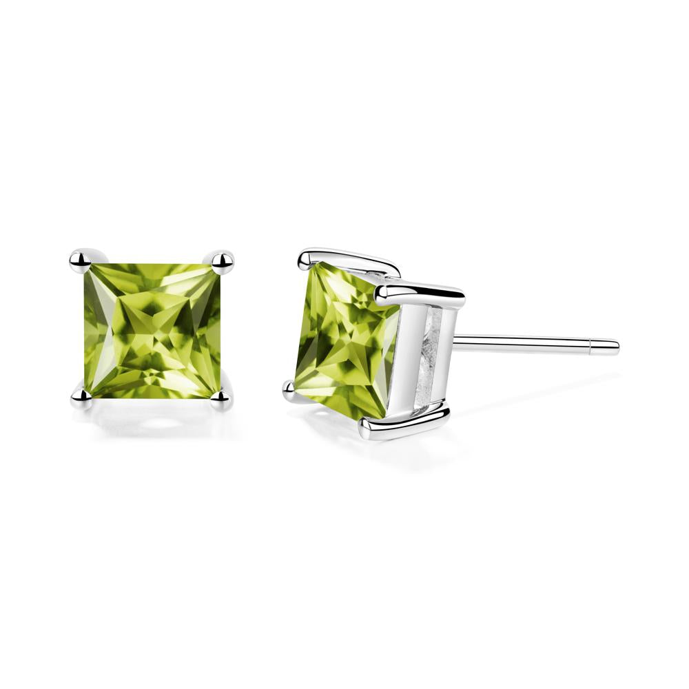 Princess Cut Peridot Earrings - LUO Jewelry #metal_14k white gold