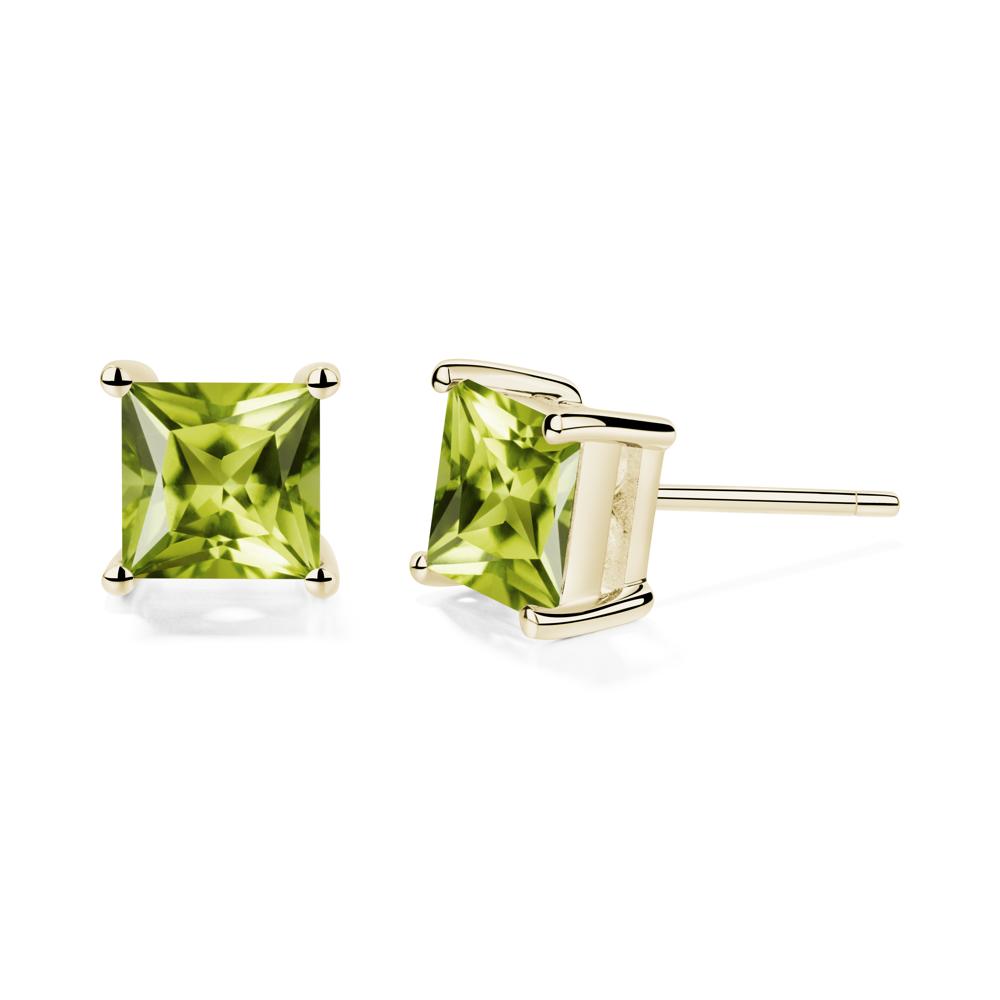 Princess Cut Peridot Earrings - LUO Jewelry #metal_14k yellow gold