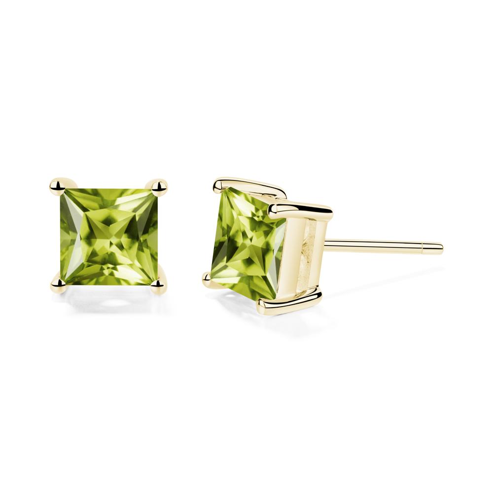 Princess Cut Peridot Earrings - LUO Jewelry #metal_18k yellow gold