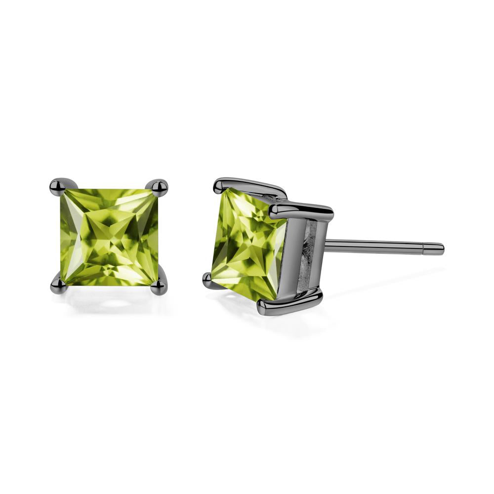 Princess Cut Peridot Earrings - LUO Jewelry #metal_black finish sterling silver