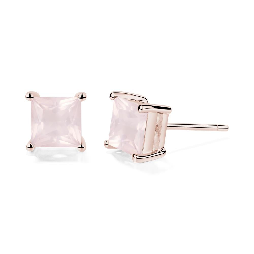 Princess Cut Rose Quartz Earrings - LUO Jewelry #metal_14k rose gold