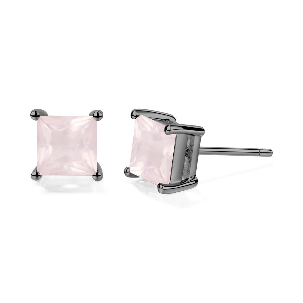 Princess Cut Rose Quartz Earrings - LUO Jewelry #metal_black finish sterling silver