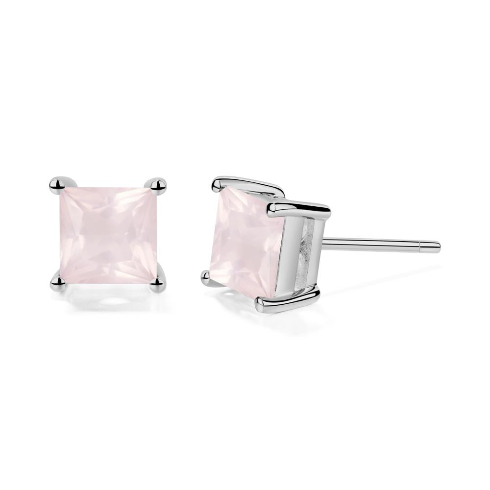 Princess Cut Rose Quartz Earrings - LUO Jewelry #metal_platinum