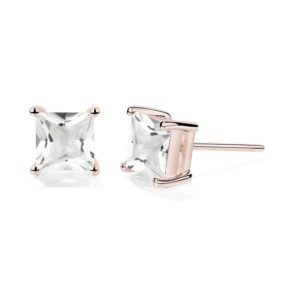 Princess Cut White Topaz Earrings - LUO Jewelry #metal_14k rose gold