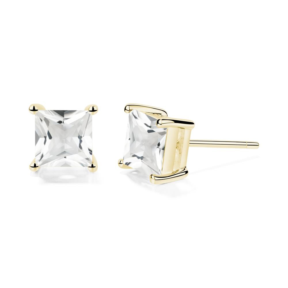 Princess Cut White Topaz Earrings - LUO Jewelry #metal_18k yellow gold