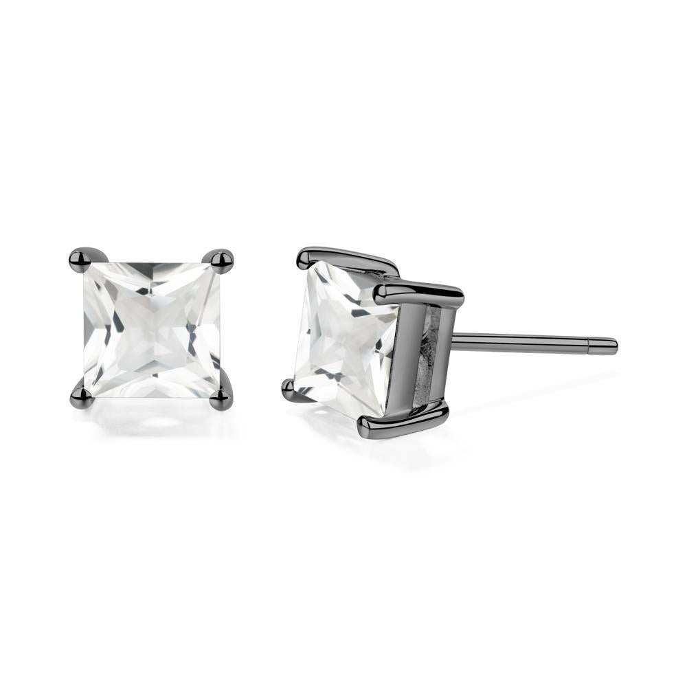 Princess Cut White Topaz Earrings - LUO Jewelry #metal_black finish sterling silver