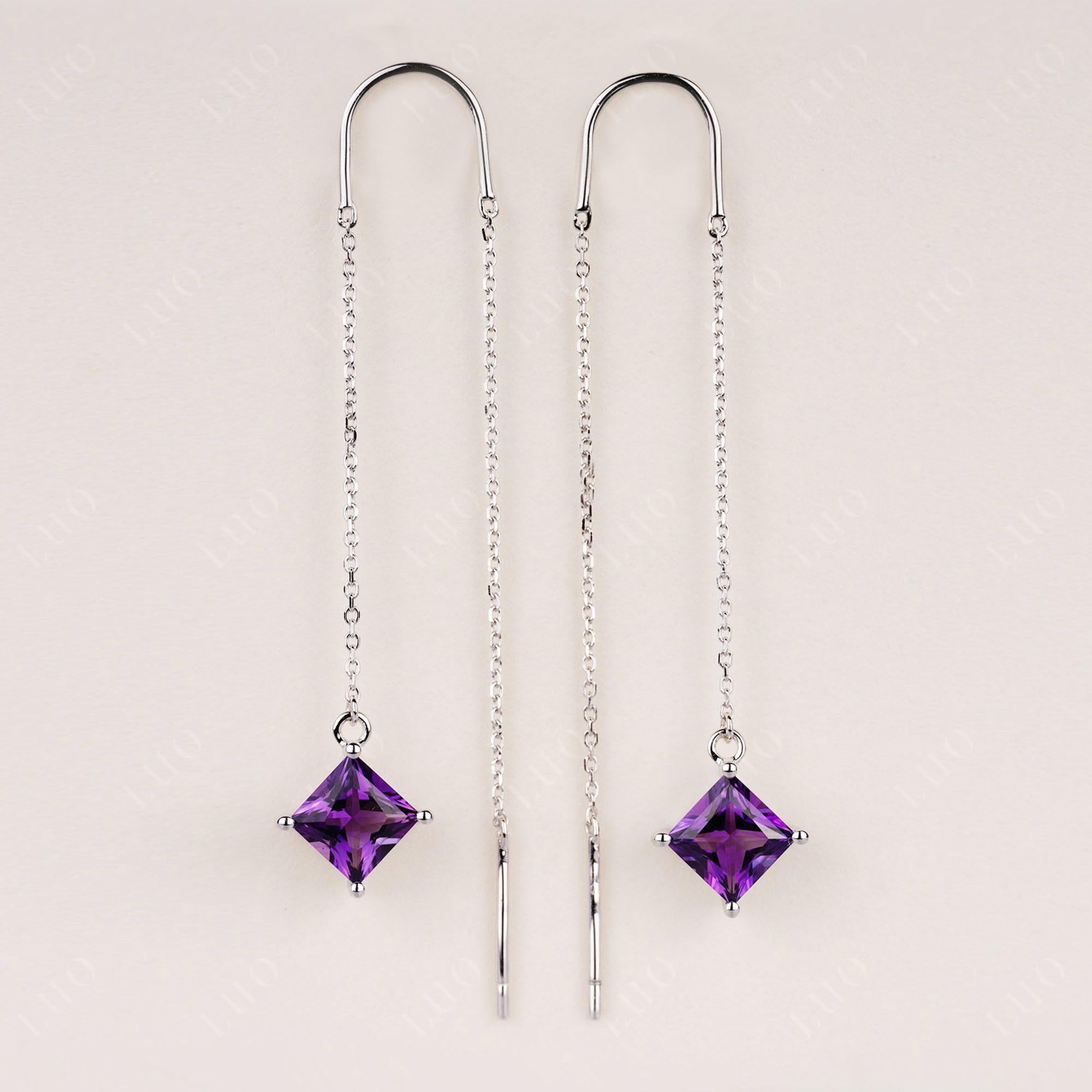 Amethyst Long Dangle Earrings - LUO Jewelry 