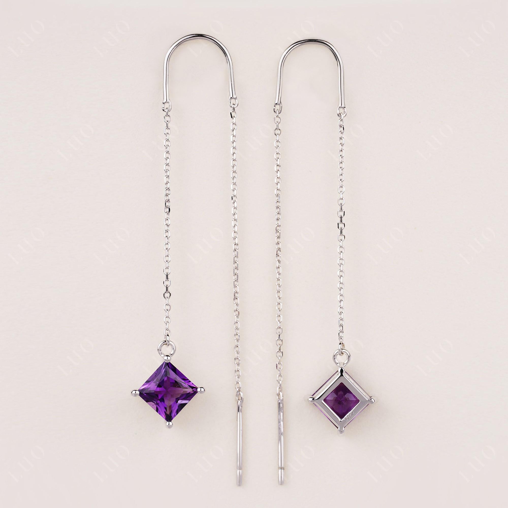 Amethyst Long Dangle Earrings - LUO Jewelry 