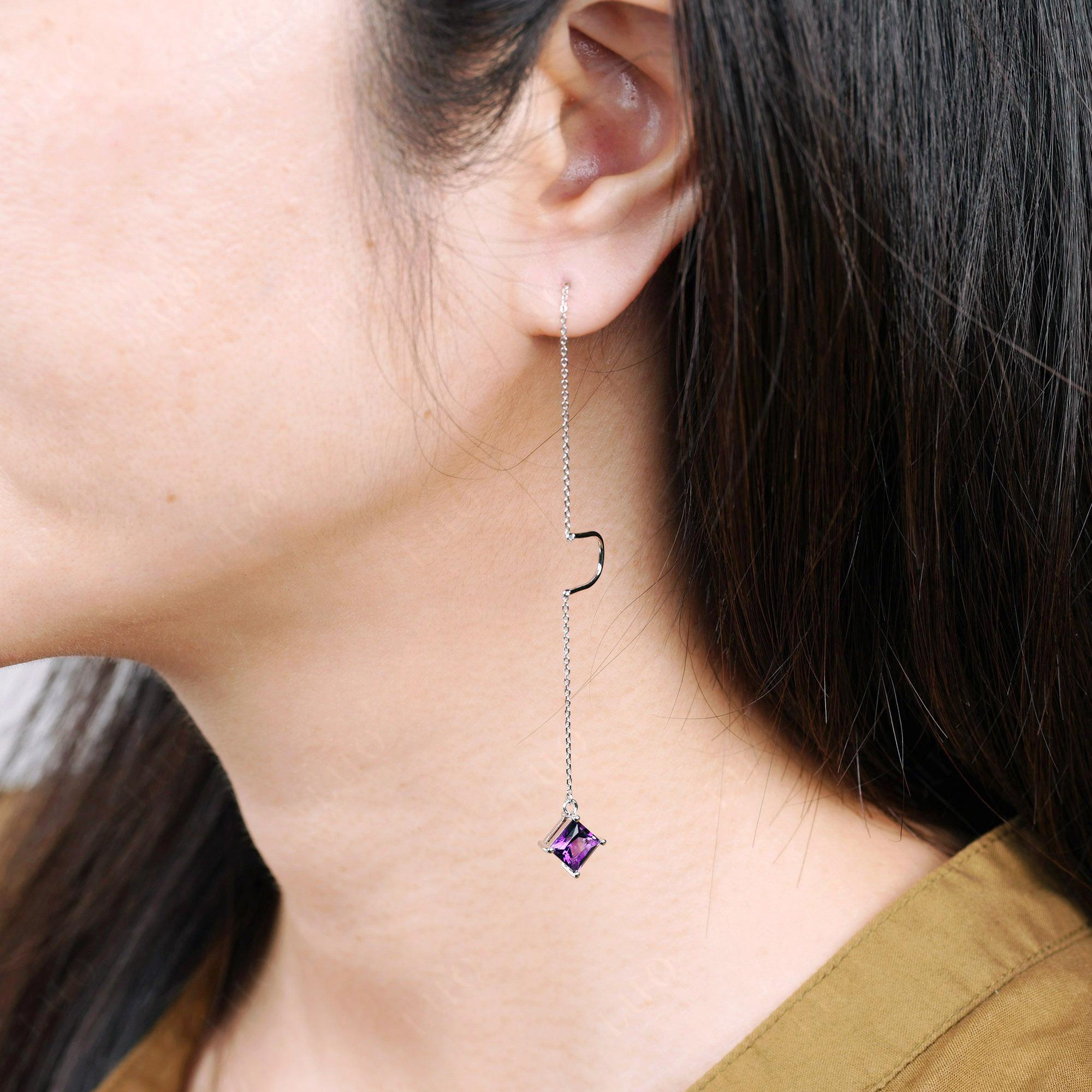 Amethyst Long Dangle Earrings - LUO Jewelry 