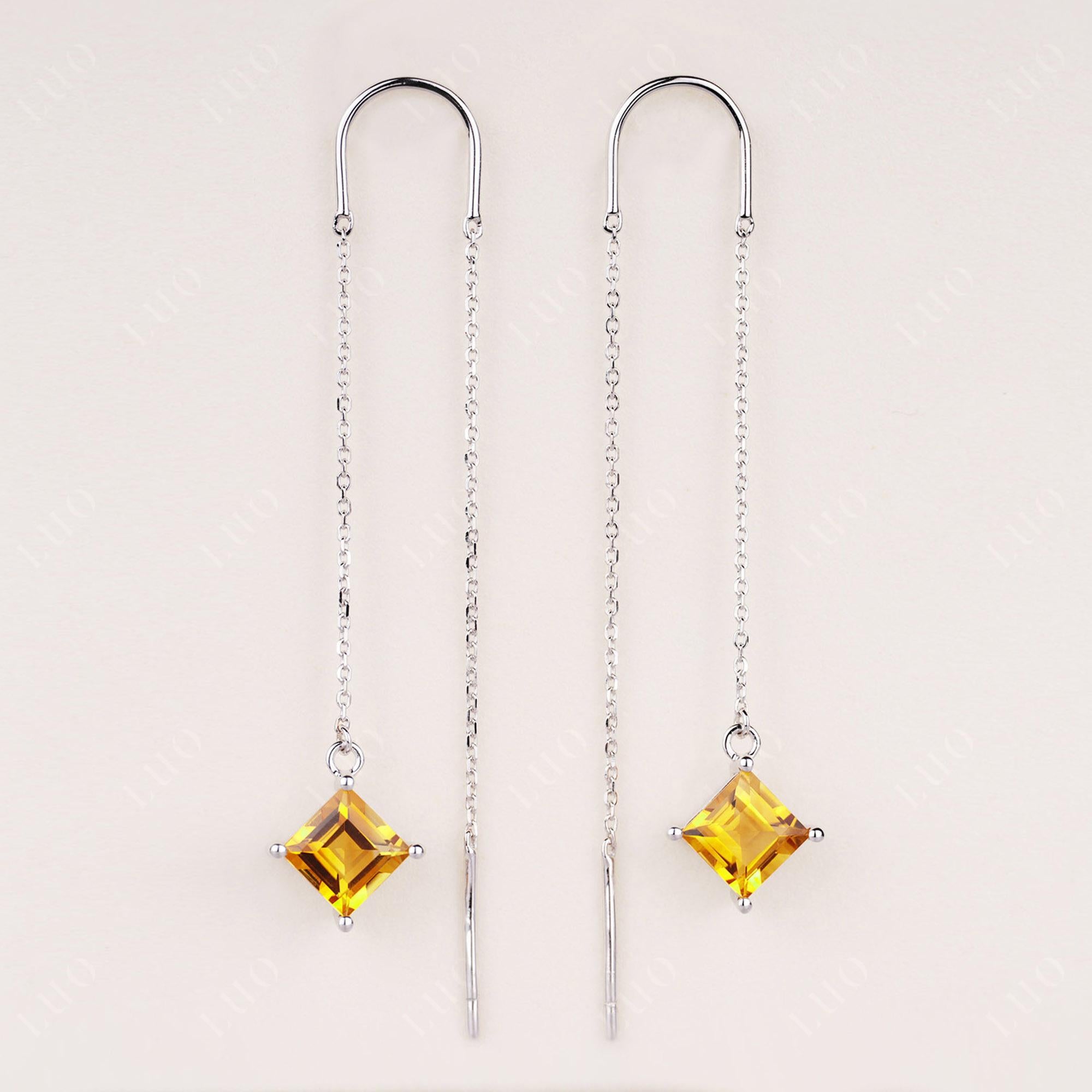 Citrine Long Dangle Earrings - LUO Jewelry 